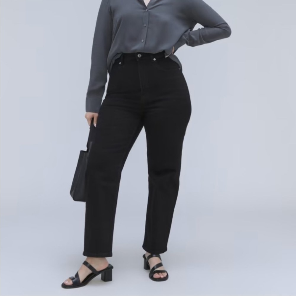 NEW WITH TAGS Everlane Black The Curvy Way-High Straight Jean in Size 34 Regular